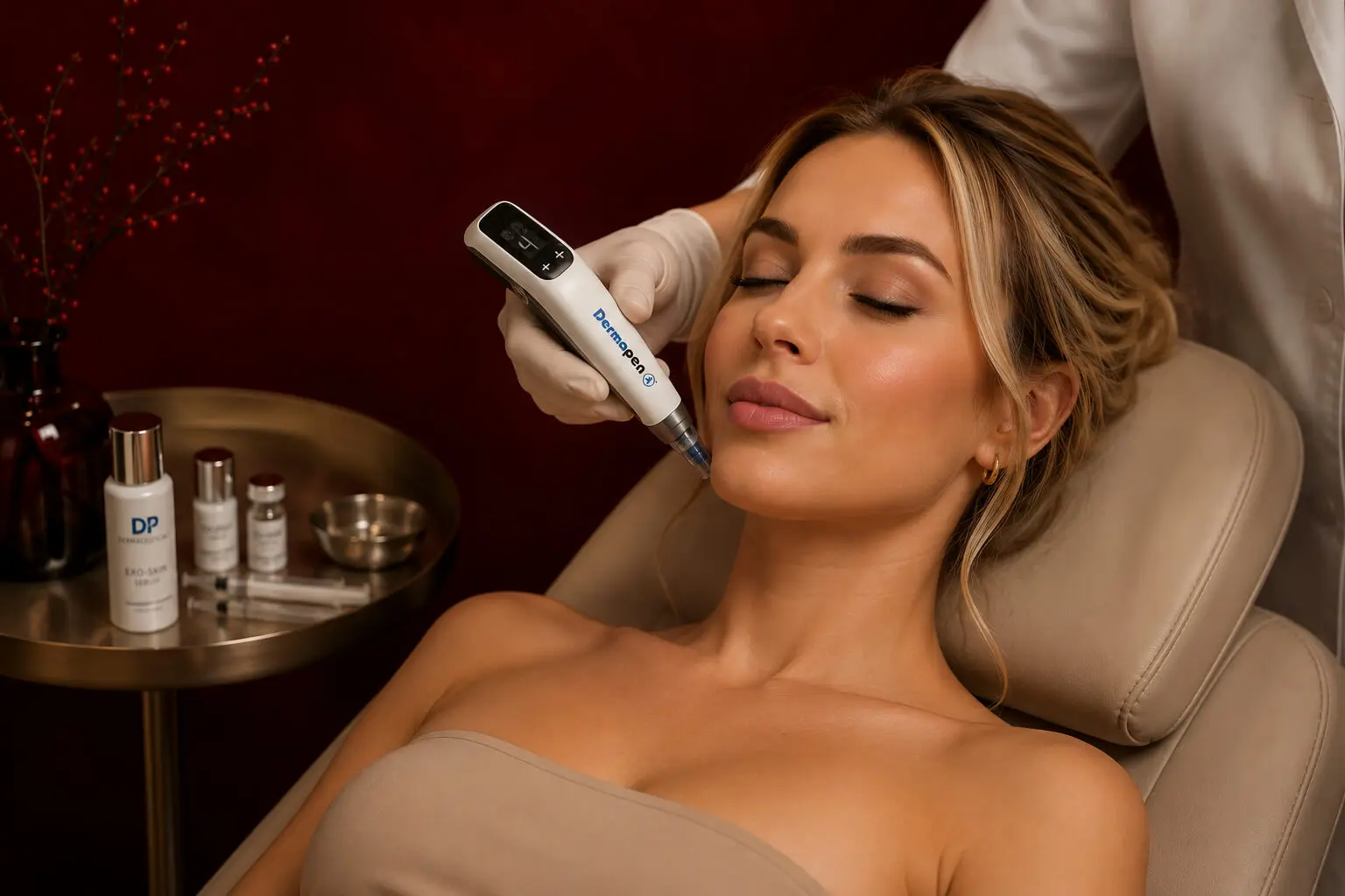 Procedură de microneedling cu dispozitivul Dermapen, cu produse Dermaceuticals