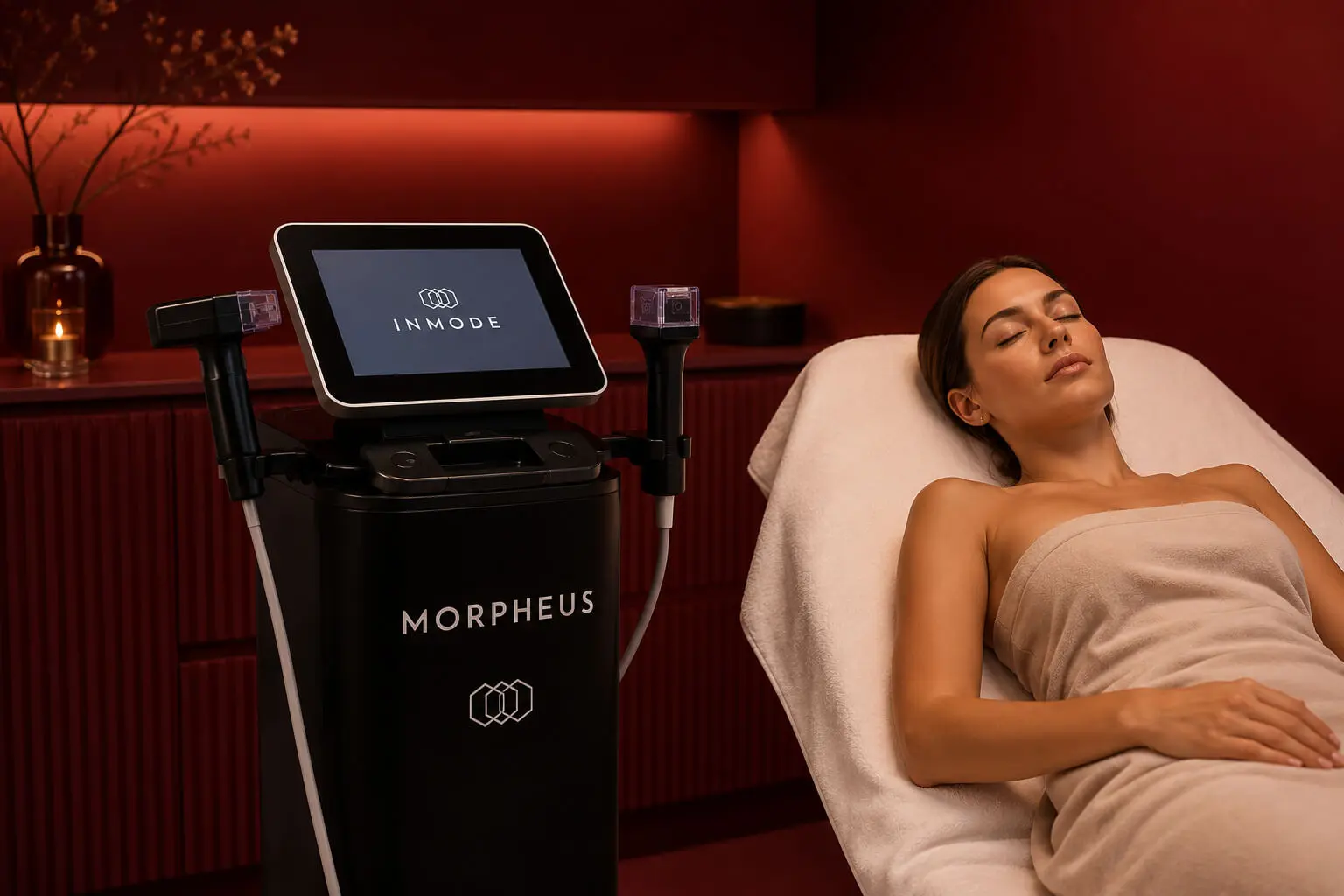 Aparat Morpheus8 InMode pentru remodelarea pielii, pacientă în timpul recuperării